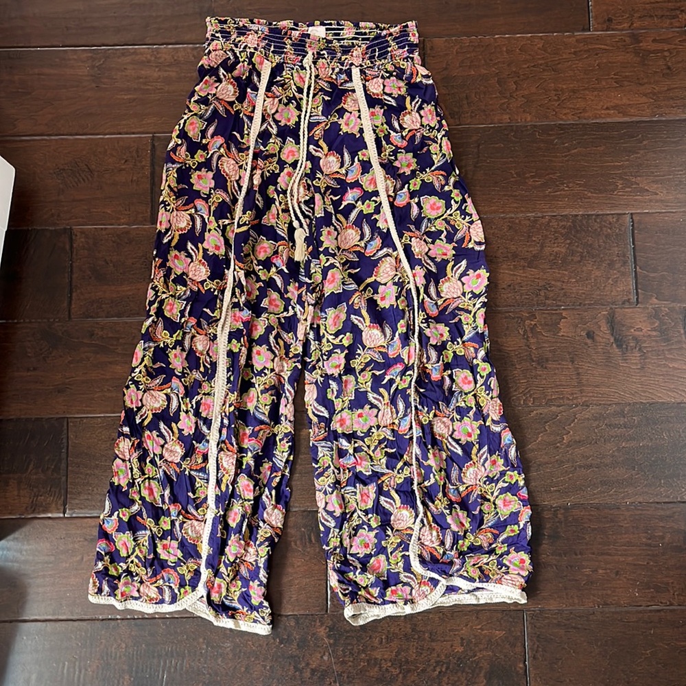 Anthropologie Corfu Split Front Flare Boho Pants